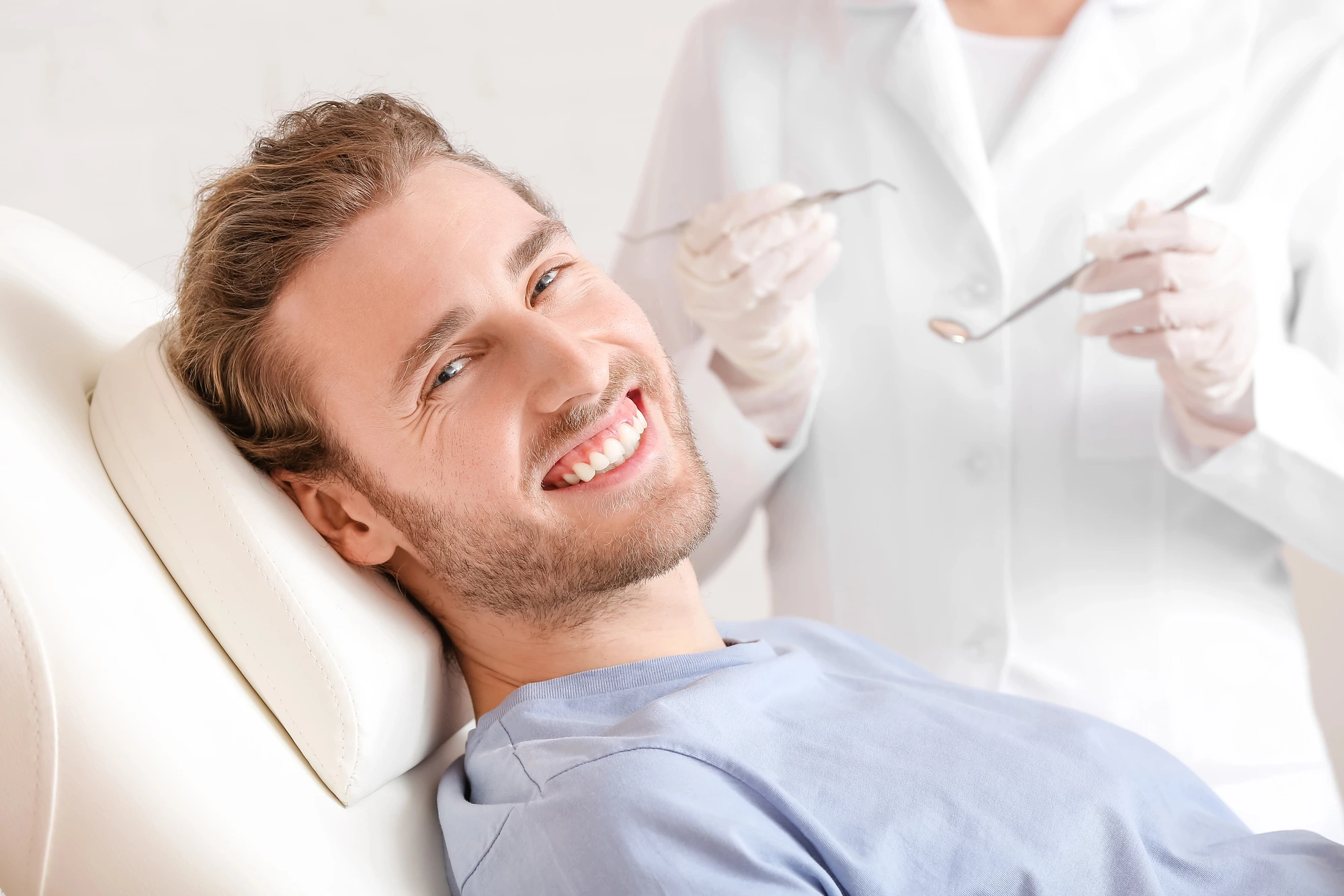 man preparing to get veneers in Leesburg, VA