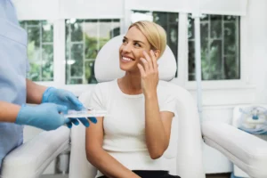 woman at the dentist getting botox in Leesburg, VA